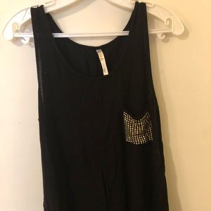 Black tank with gold bedazzled pocket